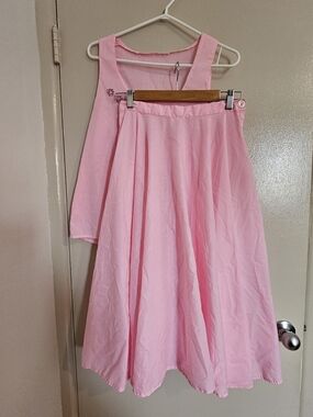 Women's Pink A-Line Midi Skirt